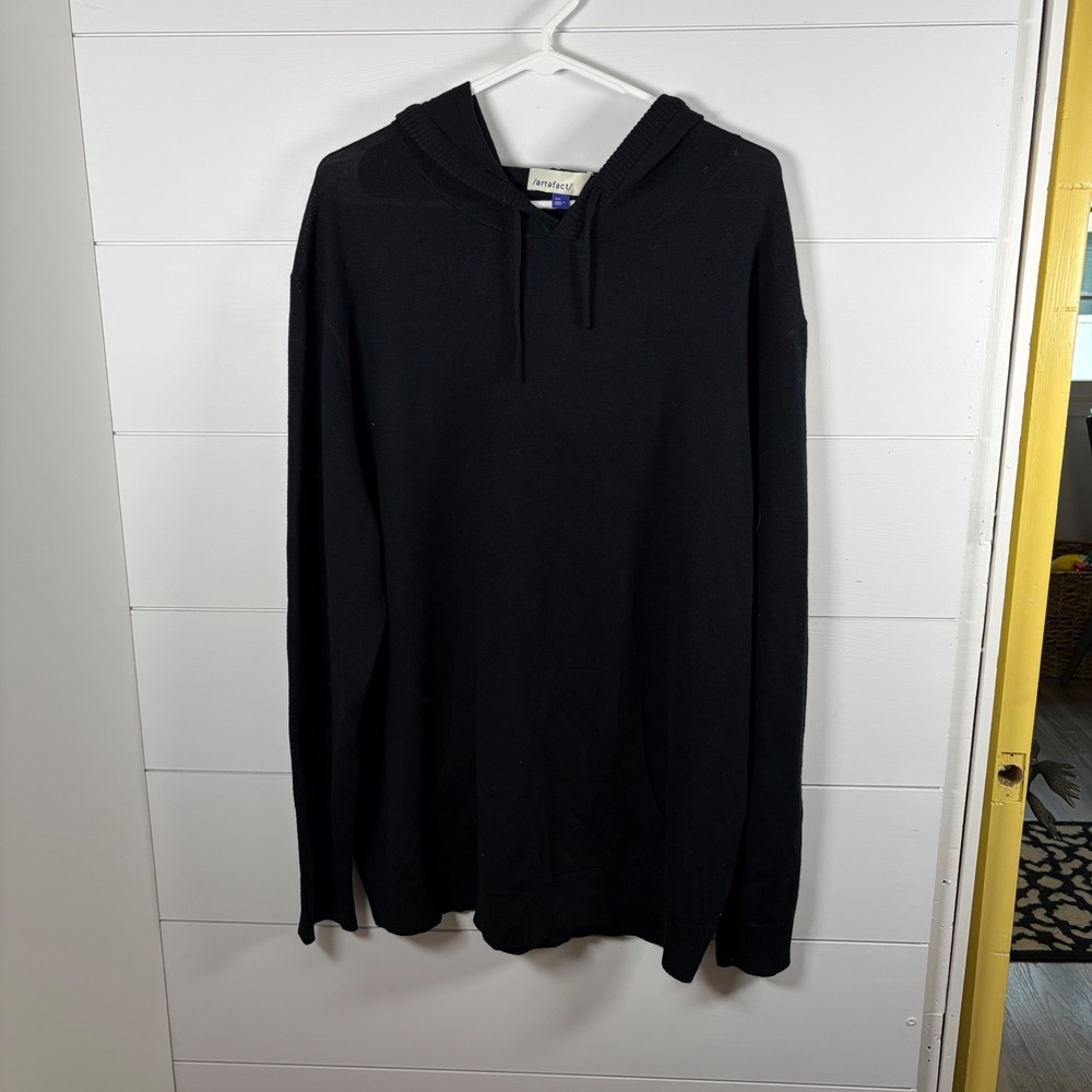 NWT Artefact Brosnan‎ 100% Merino Wool Hoodie Sweater Black Men XXL  Stitch Fix